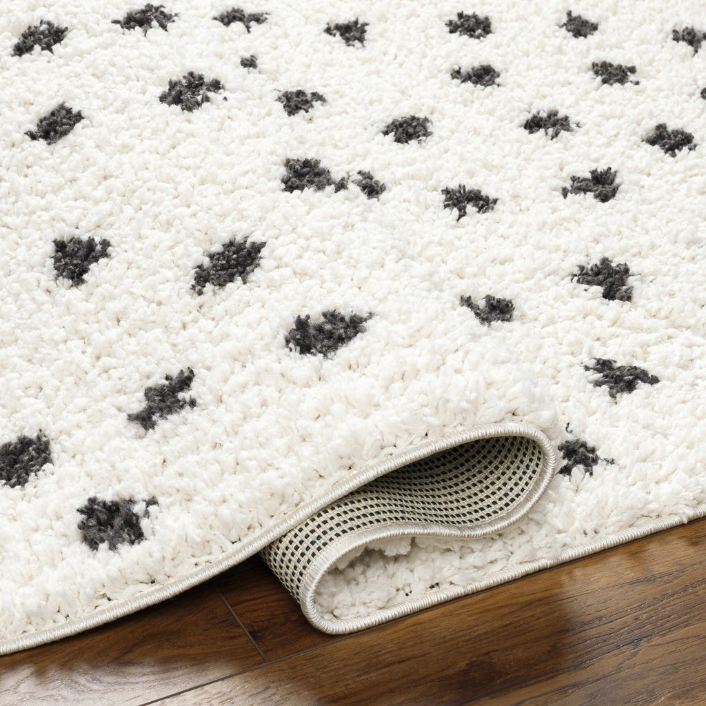 Chaia Dotted Black & White Plush Rug - Clearance