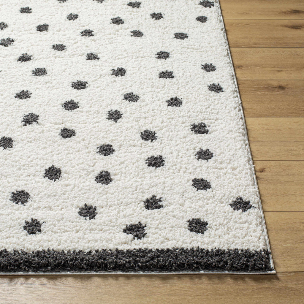 Chaia Dotted Black & White Plush Rug - Clearance
