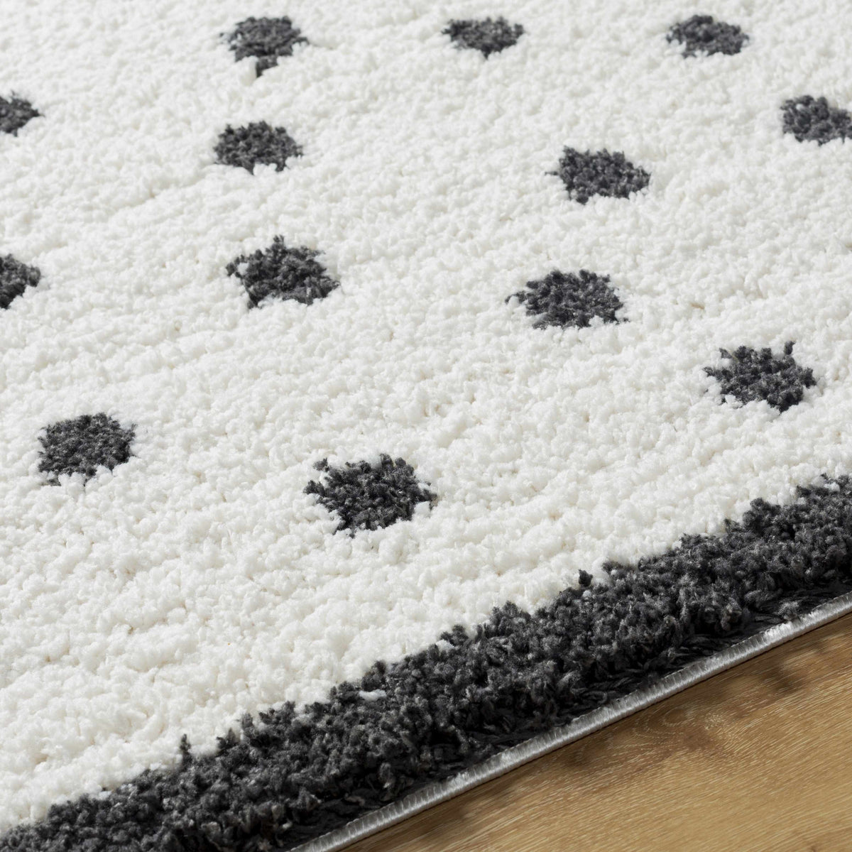 Chaia Dotted Black & White Plush Rug - Clearance