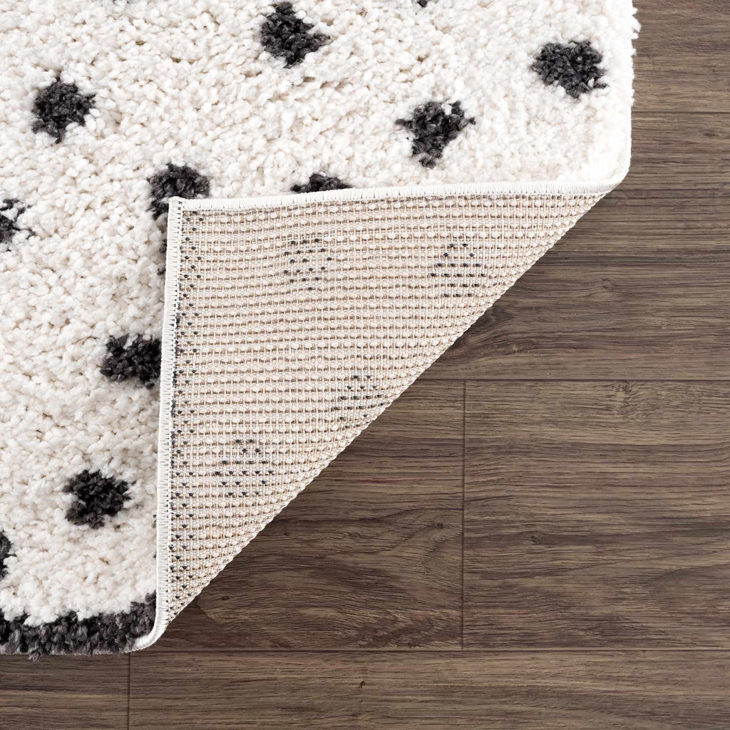 Chaia Dotted Black & White Plush Rug - Clearance