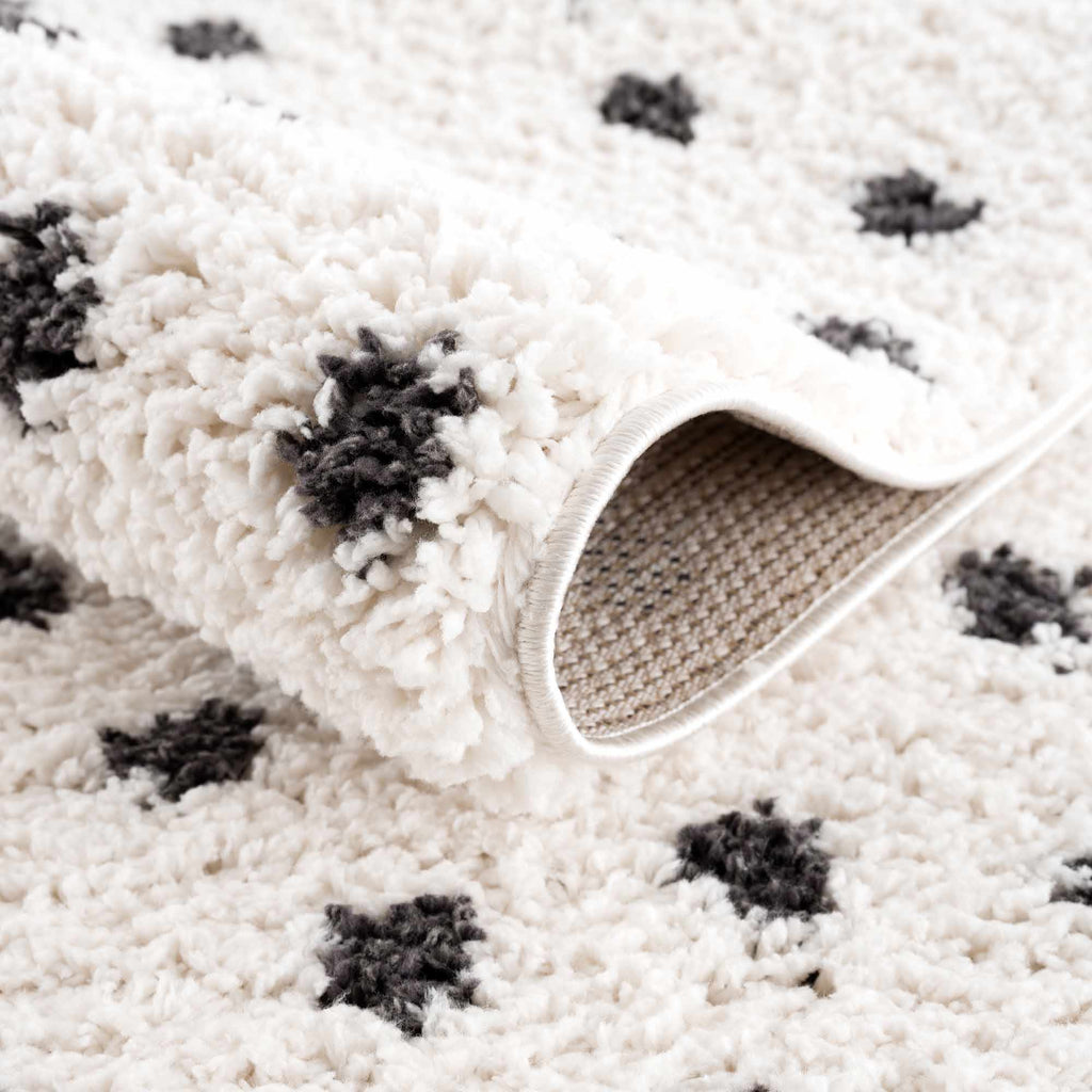 Chaia Dotted Black & White Plush Rug - Clearance