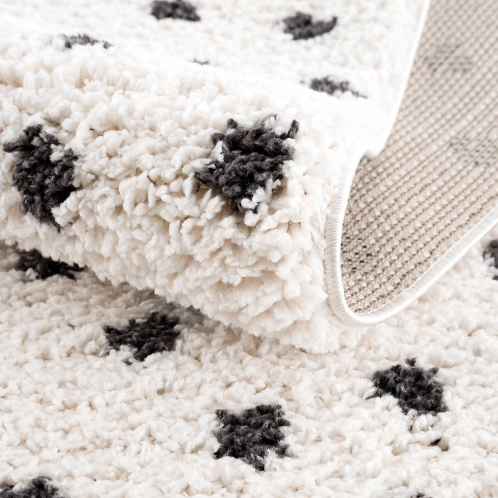 Chaia Dotted Black & White Plush Rug - Clearance