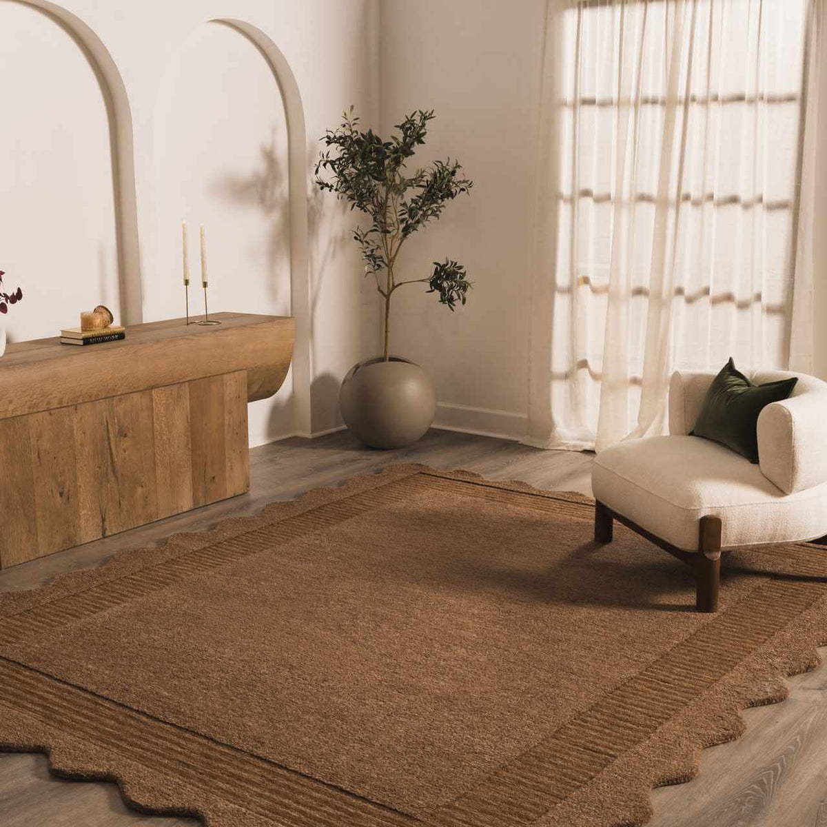 Gurib Border Modern Hand Tufted Wool Area Rug