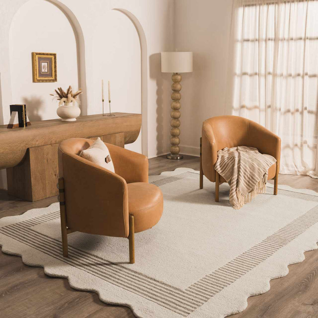 Tono Ivory Border Hand Tufted Wool Area Rug