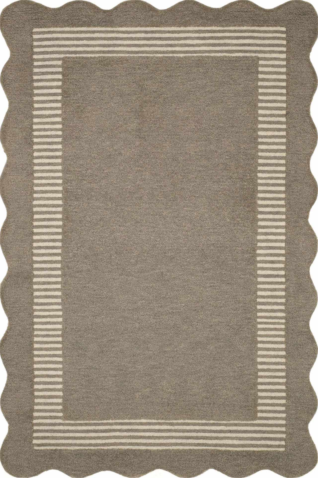 Fanae Beige Border Hand Tufted Wool Area Rug