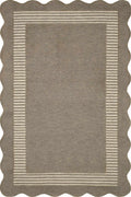 Fanae Beige Border Hand Tufted Wool Area Rug