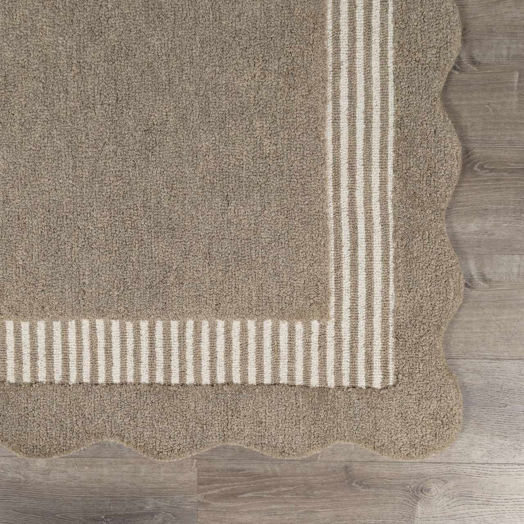 Fanae Beige Border Hand Tufted Wool Area Rug