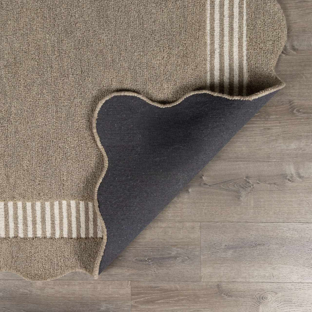 Fanae Beige Border Hand Tufted Wool Area Rug