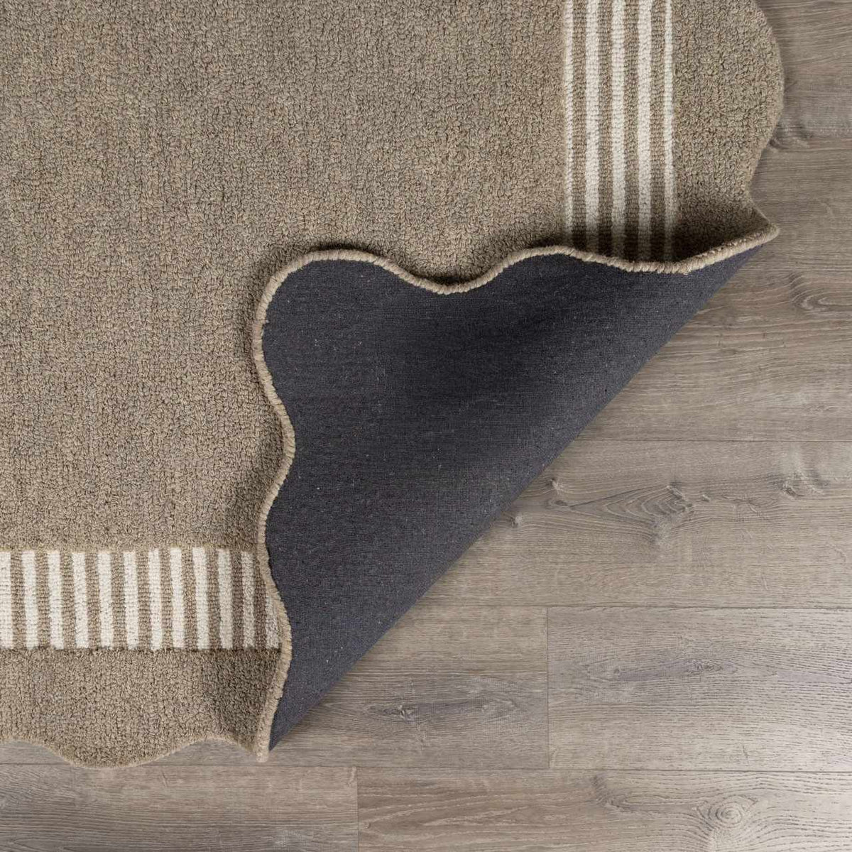 Fanae Beige Border Hand Tufted Wool Area Rug