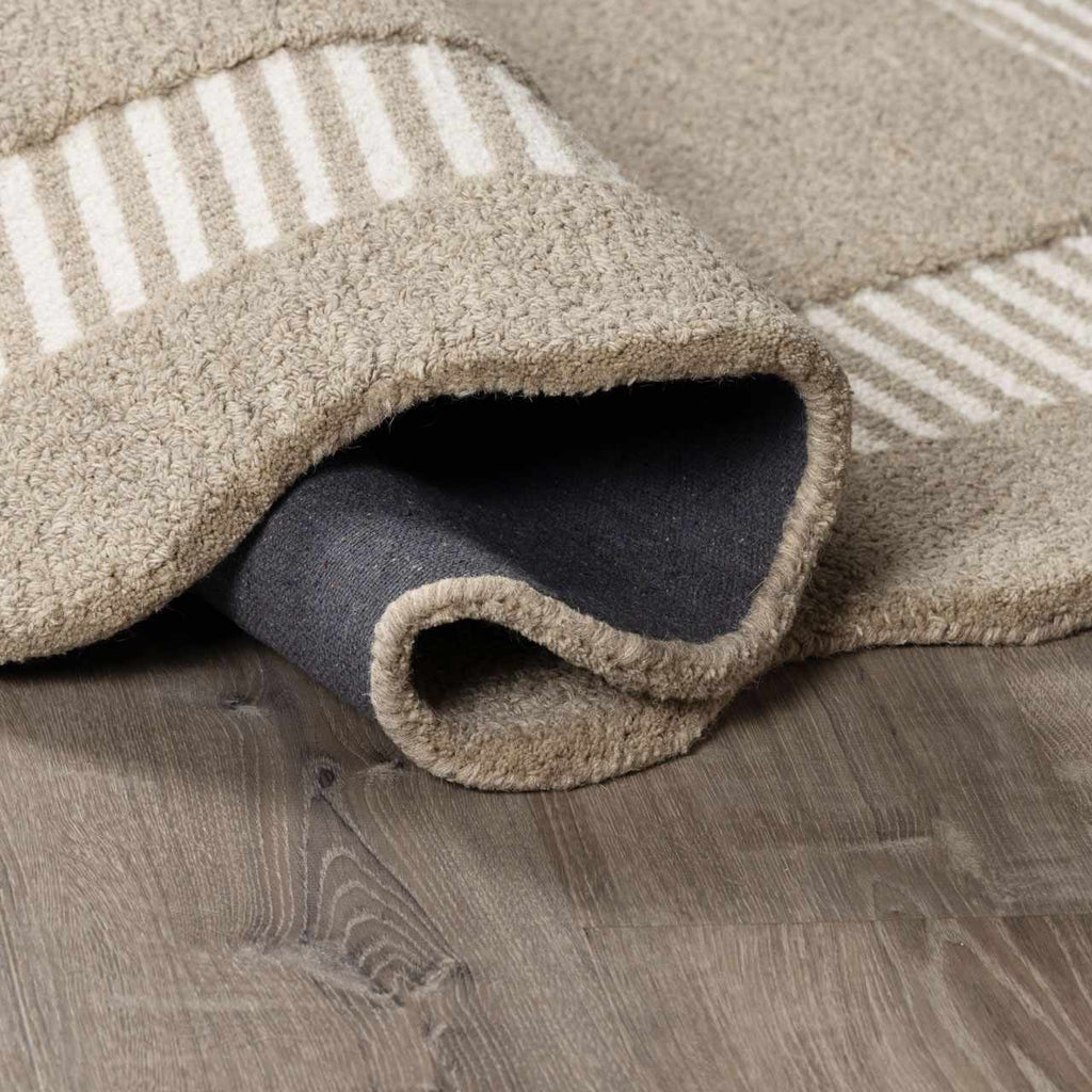 Fanae Beige Border Hand Tufted Wool Area Rug