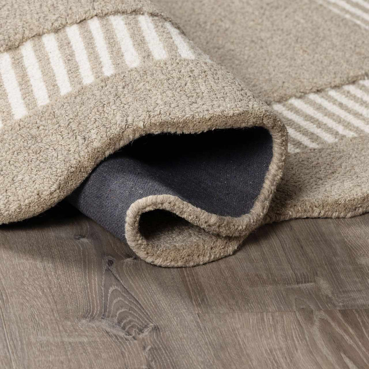 Fanae Beige Border Hand Tufted Wool Area Rug