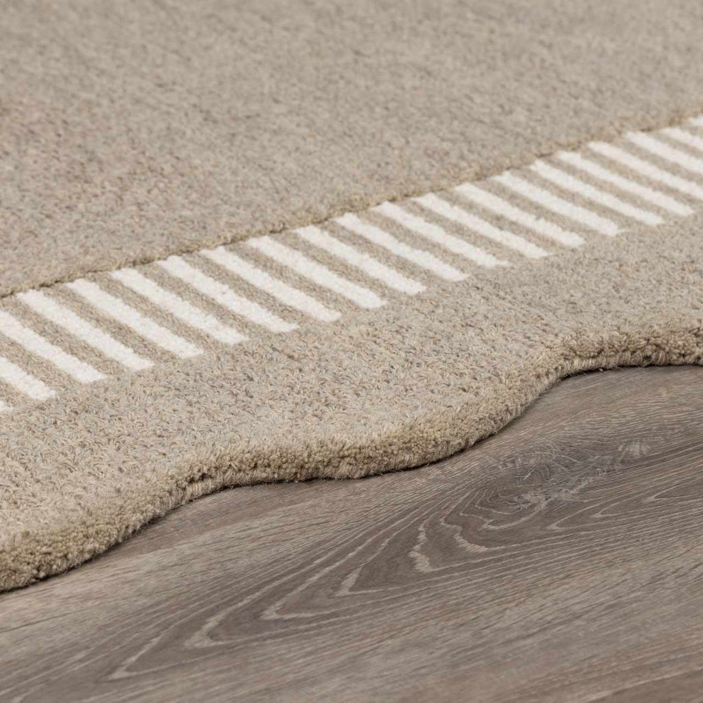 Fanae Beige Border Hand Tufted Wool Area Rug