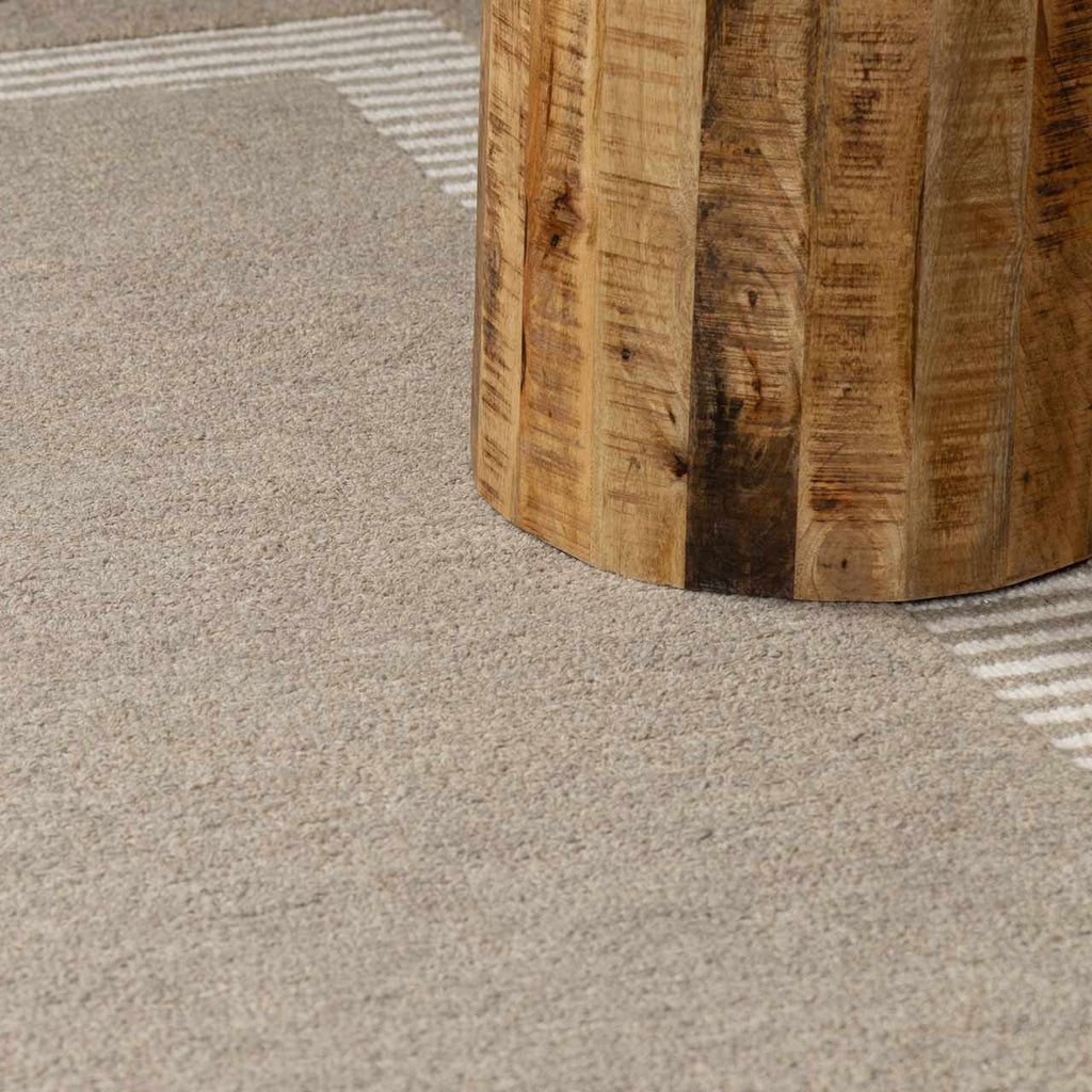 Fanae Beige Border Hand Tufted Wool Area Rug