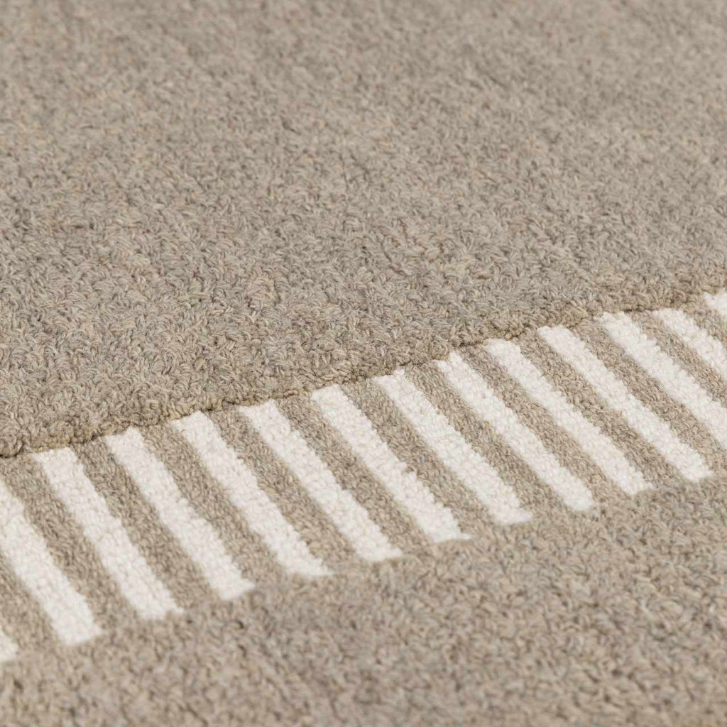 Fanae Beige Border Hand Tufted Wool Area Rug