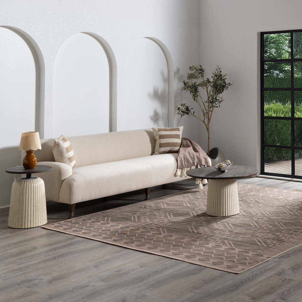 Halle Tan Washable Area Rug - Clearance