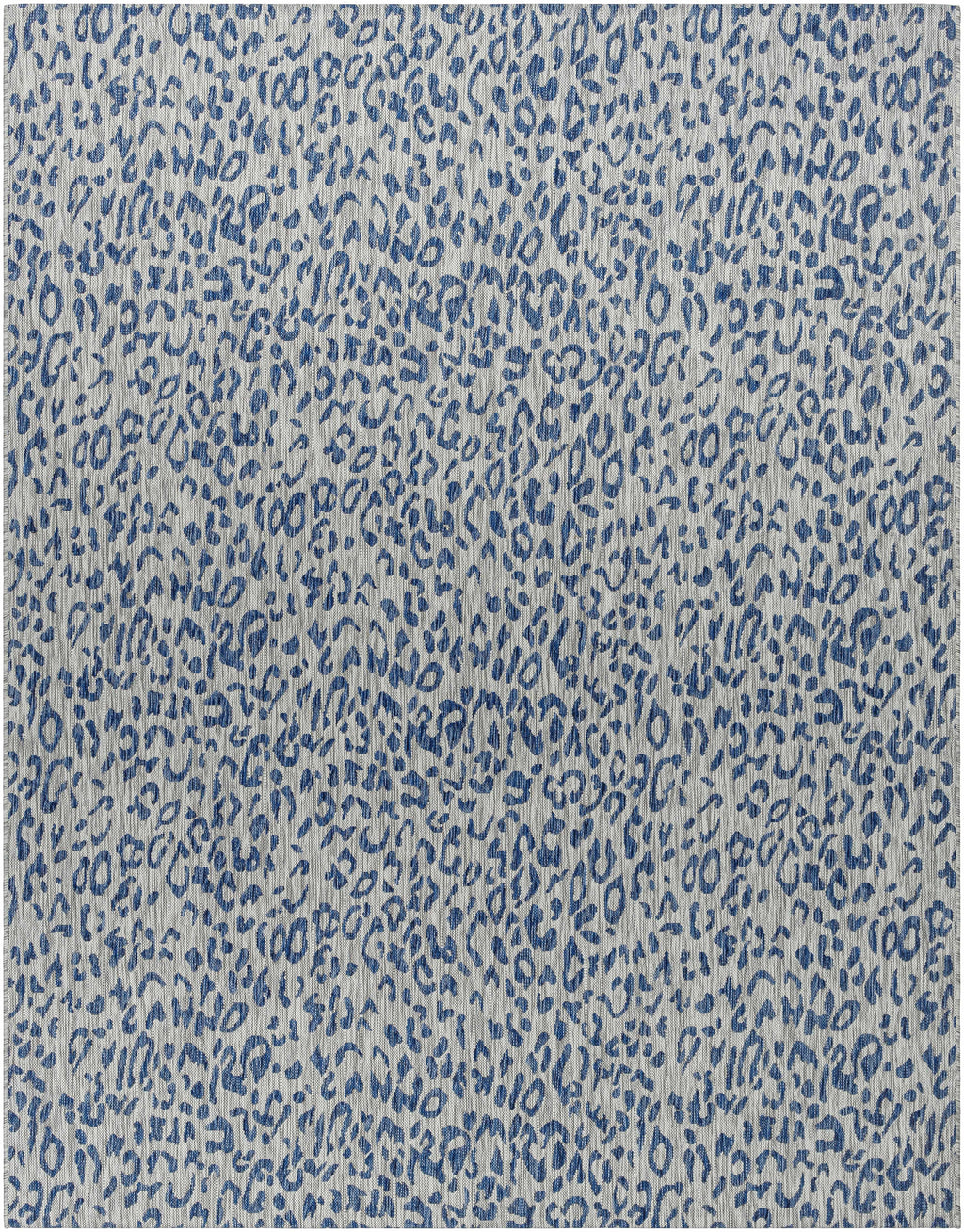Skipsea Blue Leopard Performance Outdoor Rug