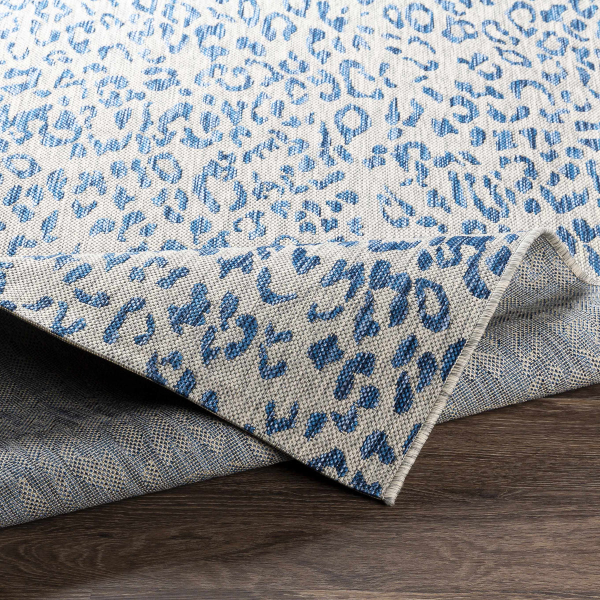 Skipsea Blue Leopard Performance Outdoor Rug