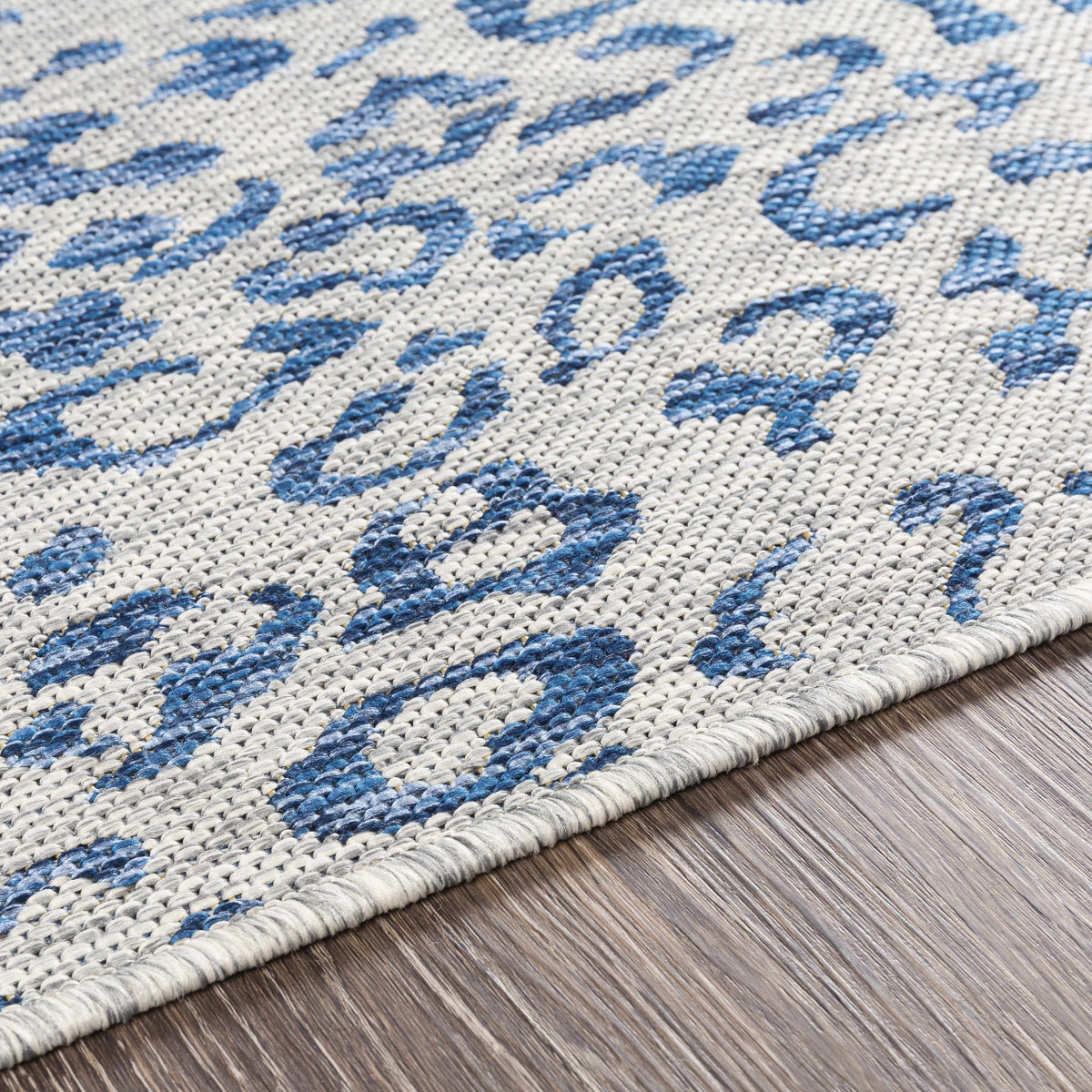 Skipsea Blue Leopard Performance Outdoor Rug
