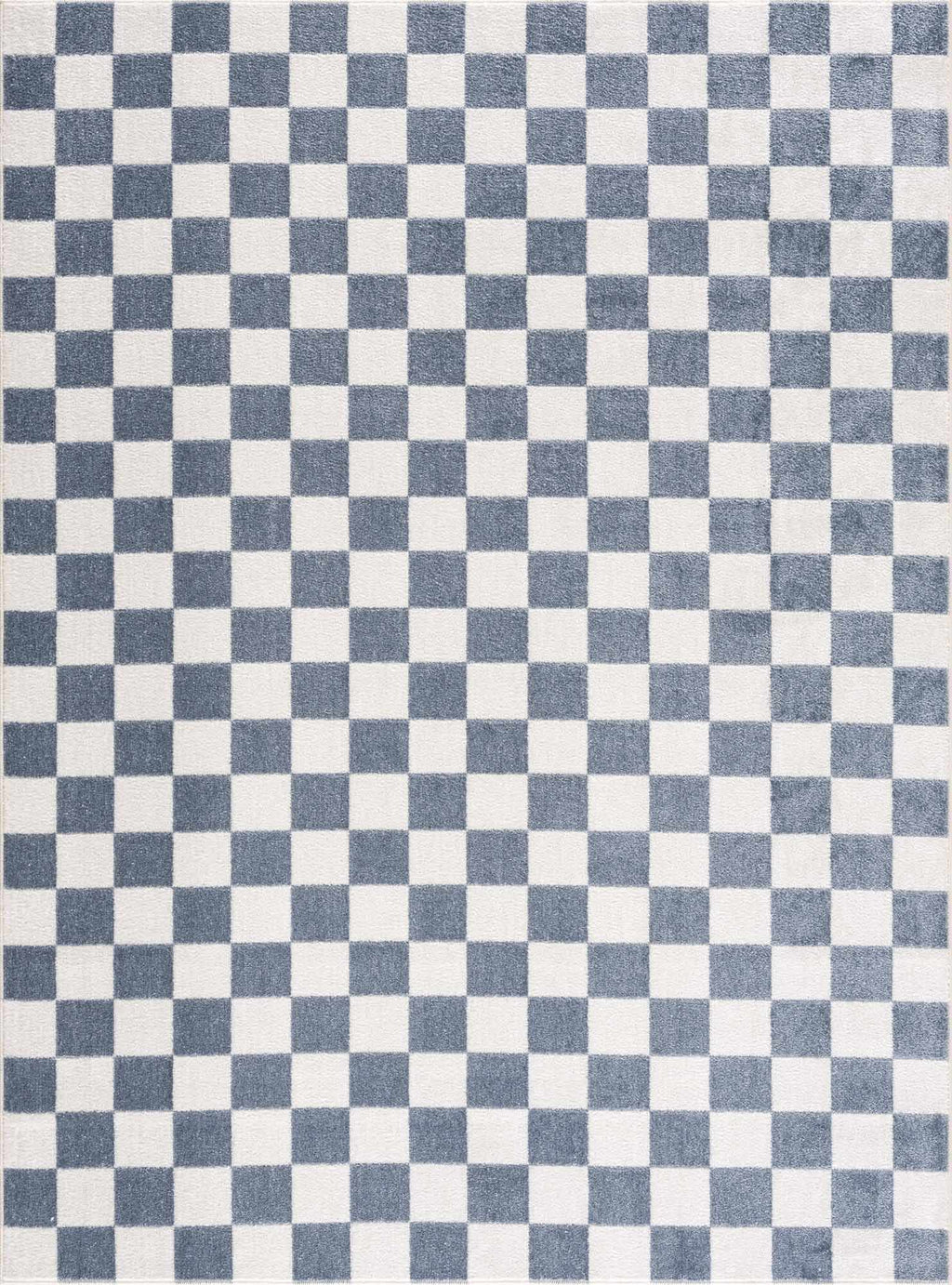 Brone Blue Checkered Washable Rug