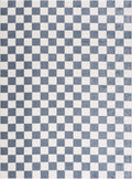Brone Blue Checkered Washable Rug