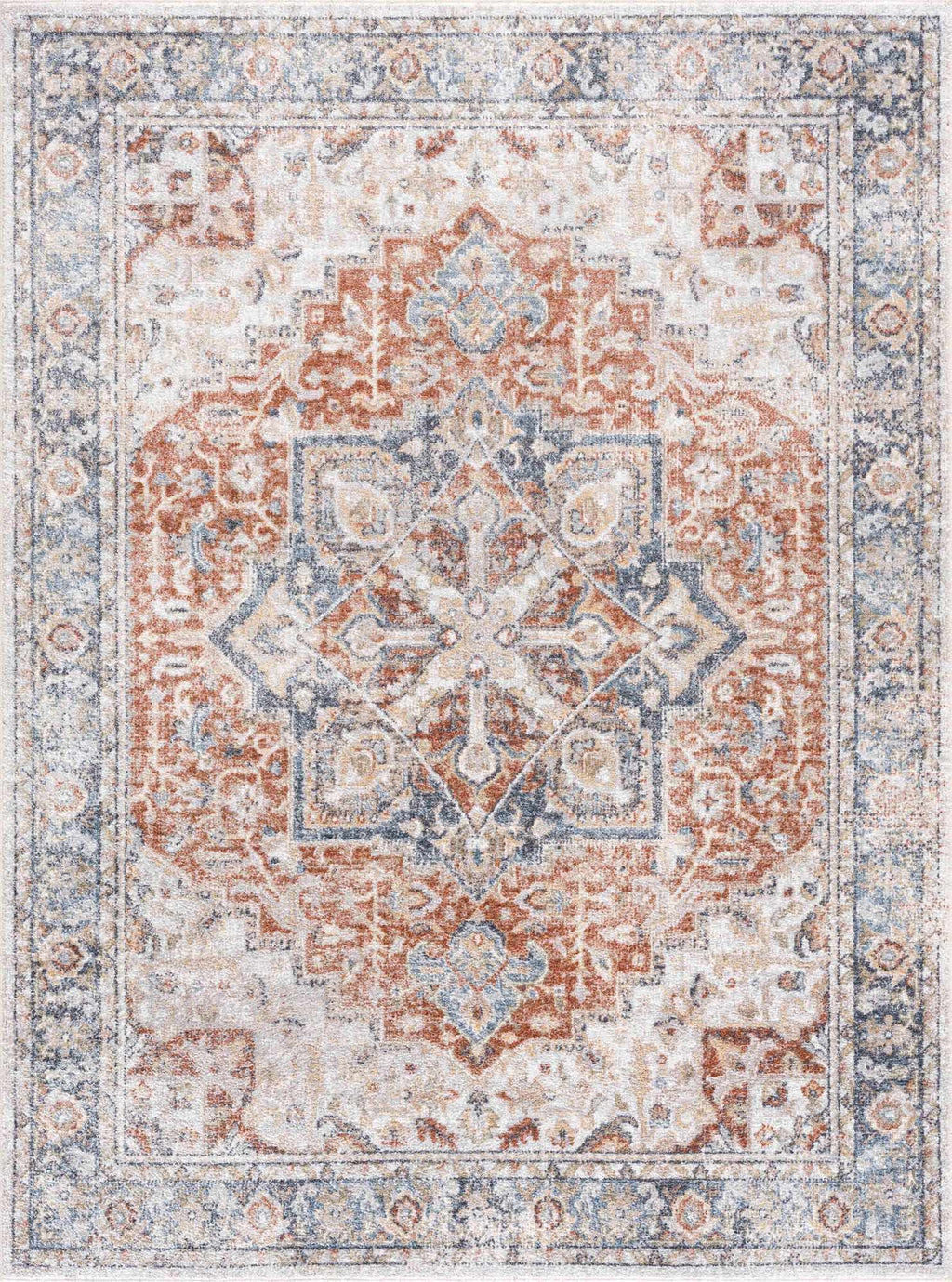 Neta Red & Blue Flat Pile Washable Rug - Clearance