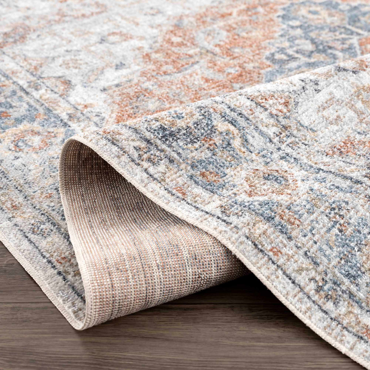 Neta Red & Blue Flat Pile Washable Rug - Clearance