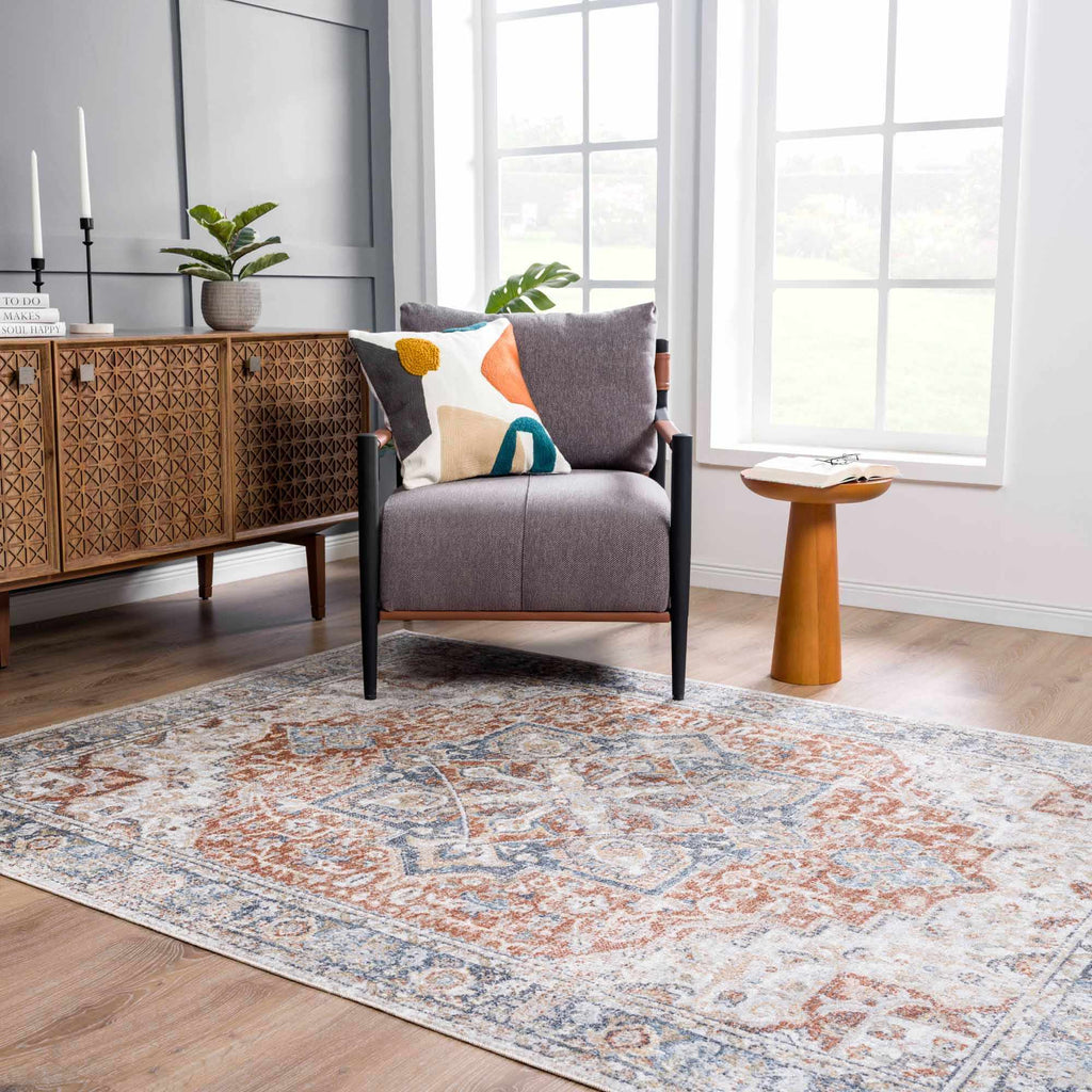 Neta Red & Blue Flat Pile Washable Rug - Clearance
