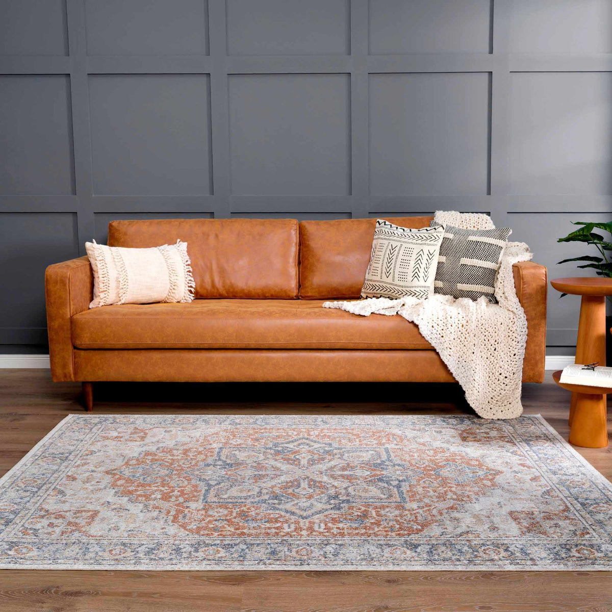 Neta Red & Blue Flat Pile Washable Rug - Clearance