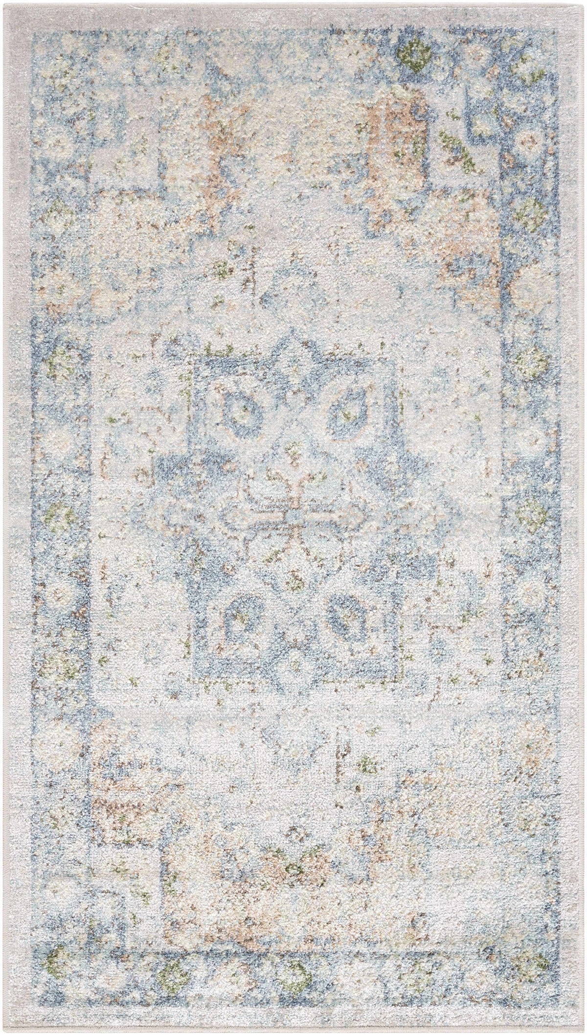 Neta Orange & Light Blue Washable Area Rug - Clearance