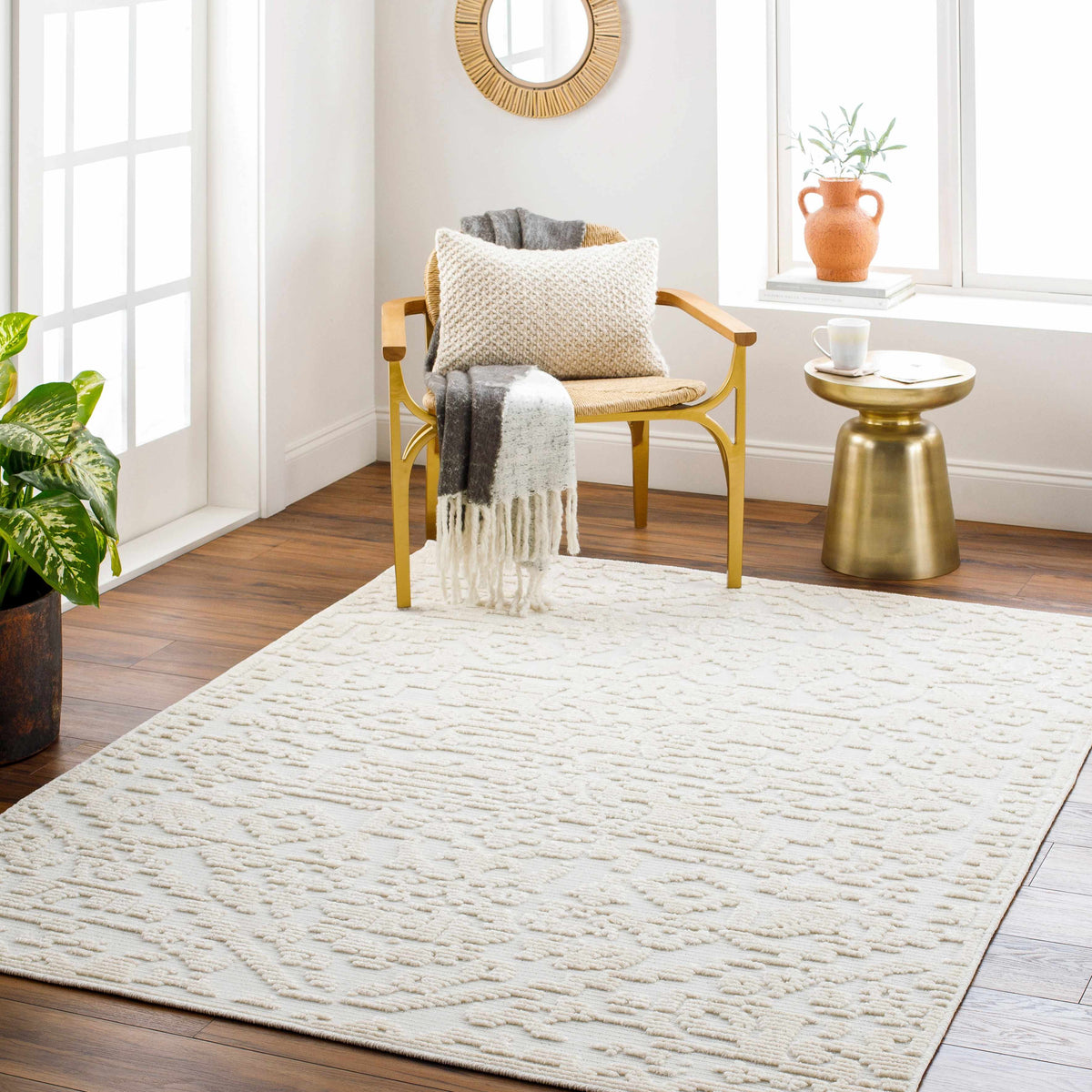 Beren Cream Washable Area Rug - Clearance