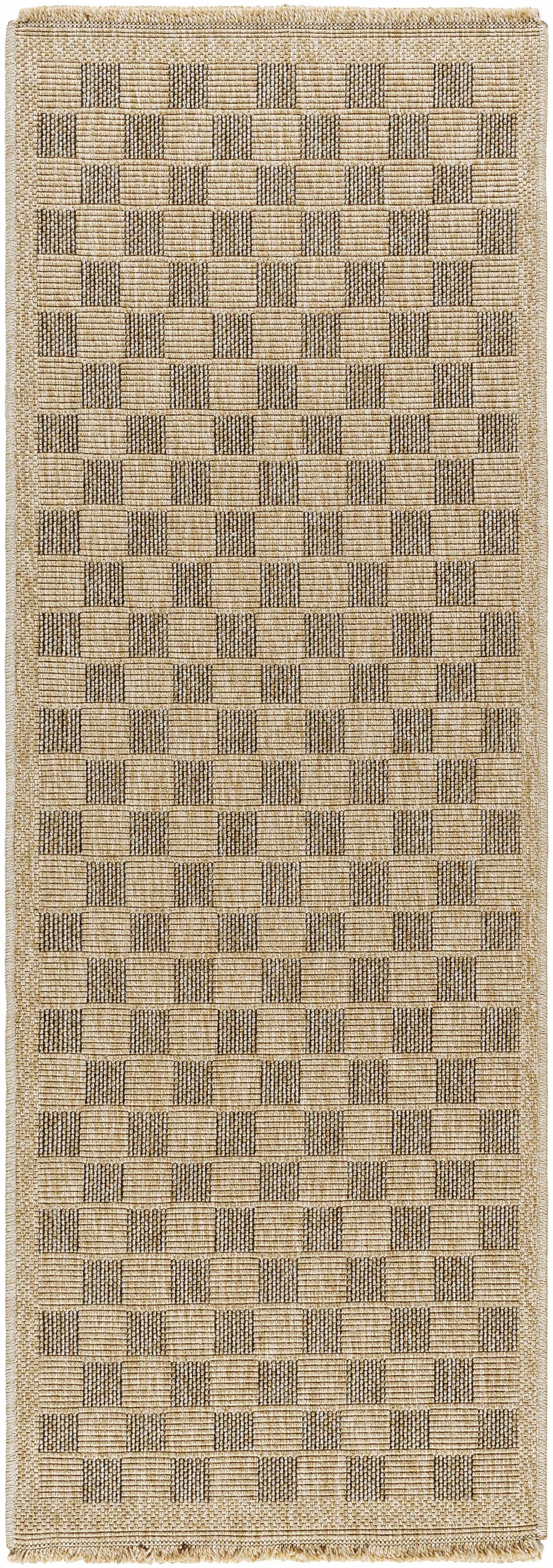 Jurek Beige & Brown Checkered Outdoor Area Rug