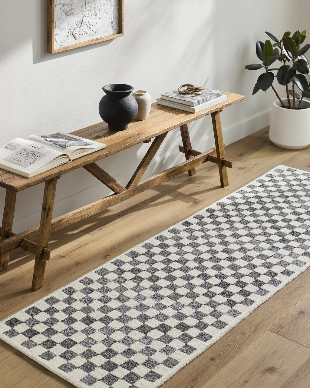 Halen Taupe Checkered Area Rug