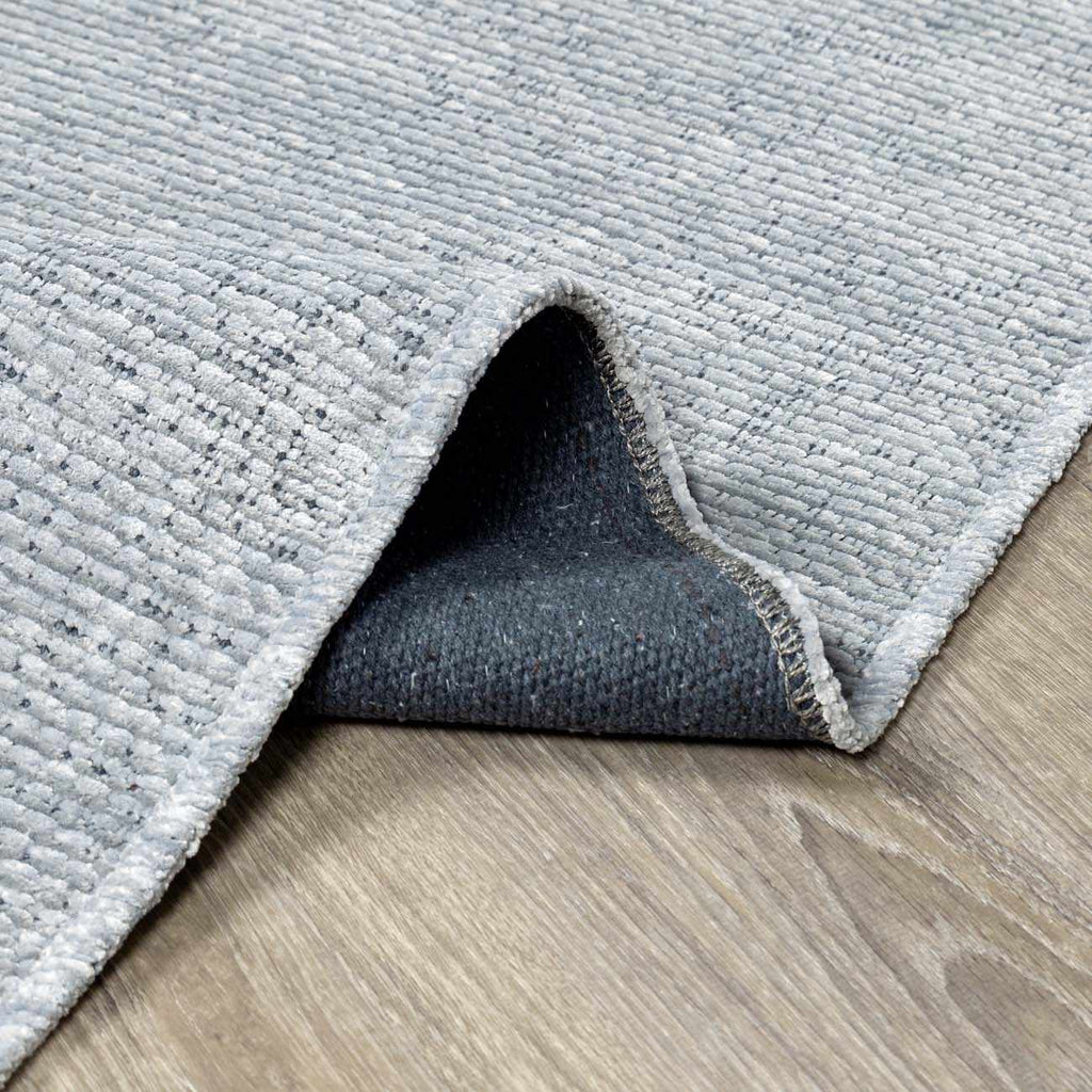 Isako Blue & Gray Solid Washable Area Rug - Clearance