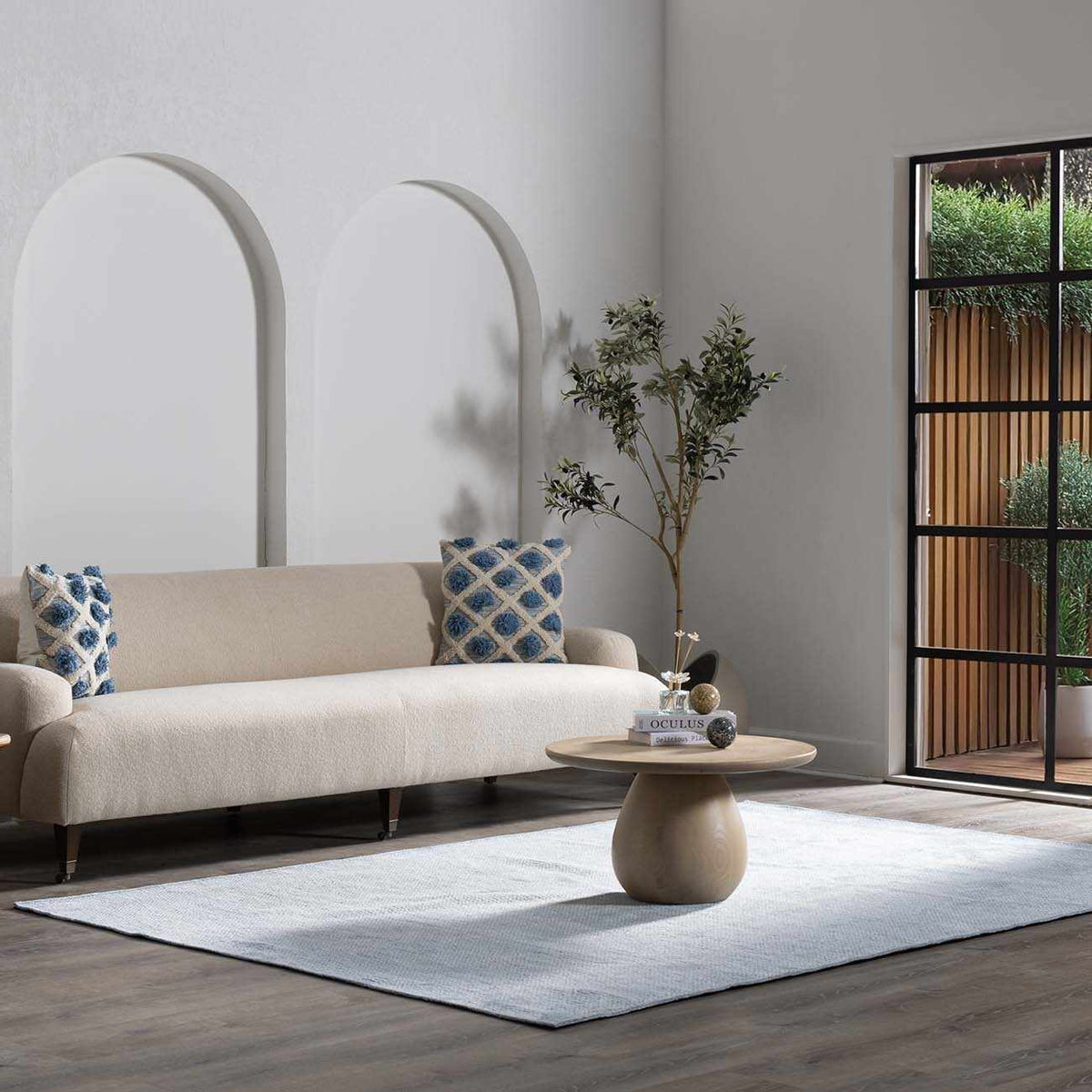 Isako Blue & Gray Solid Washable Area Rug - Clearance