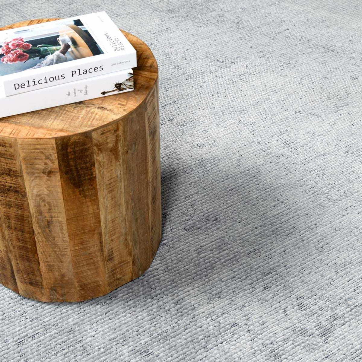 Isako Blue & Gray Solid Washable Area Rug - Clearance