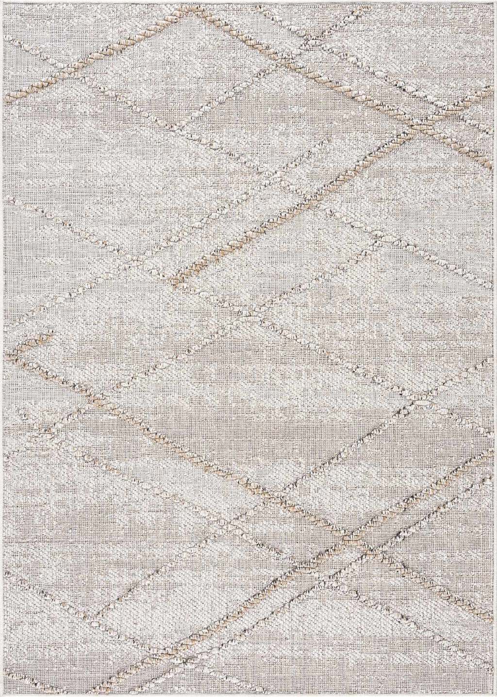 Baqer Bone & Tan Textured Performance Outdoor Rug - Clearance