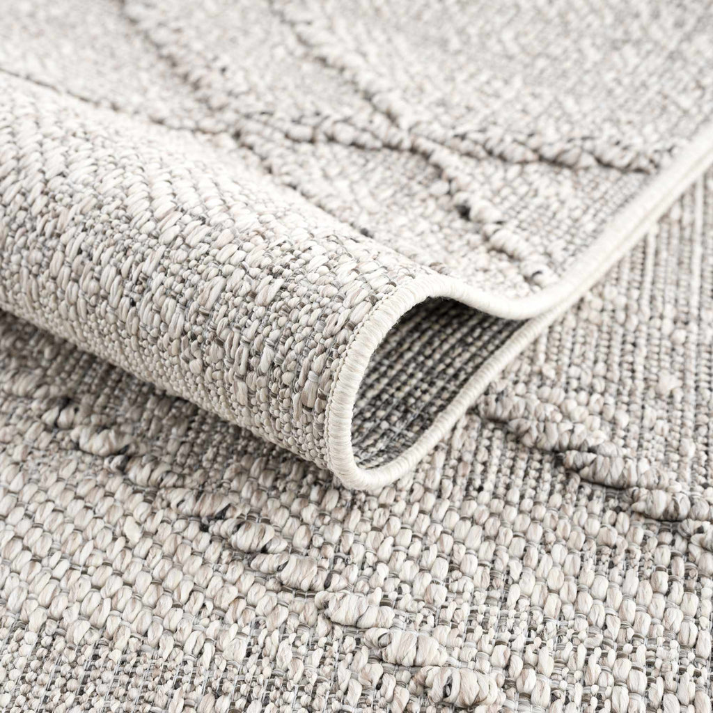 Baqer Bone & Taupe Textured Performance Outdoor Rug - Clearance