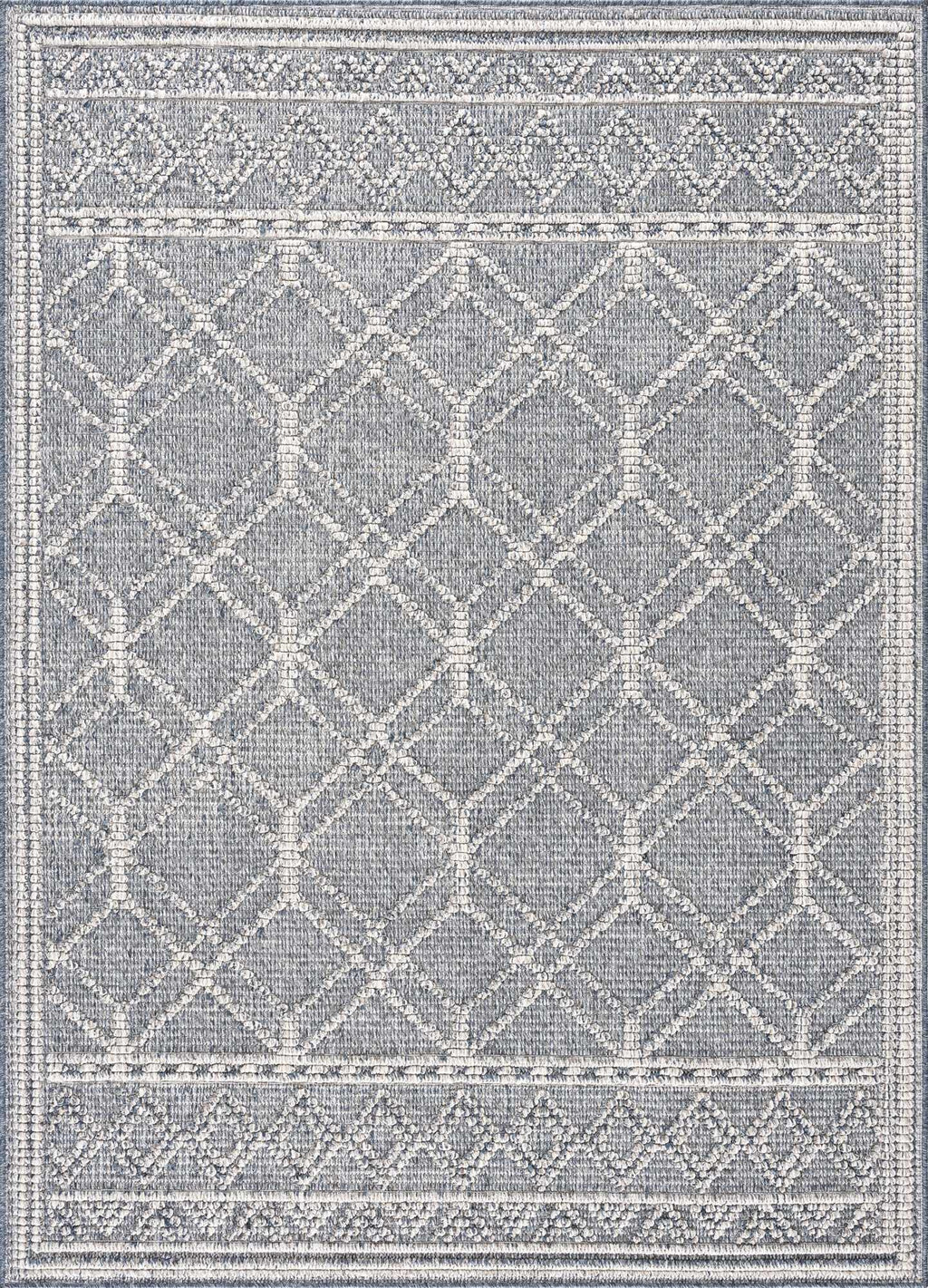 Diah Gray Blue & Bone Outdoor Area Rug - Clearance