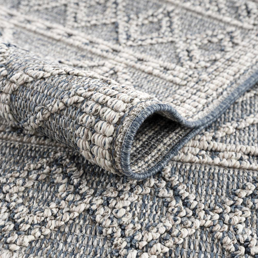 Diah Gray Blue & Bone Outdoor Area Rug - Clearance