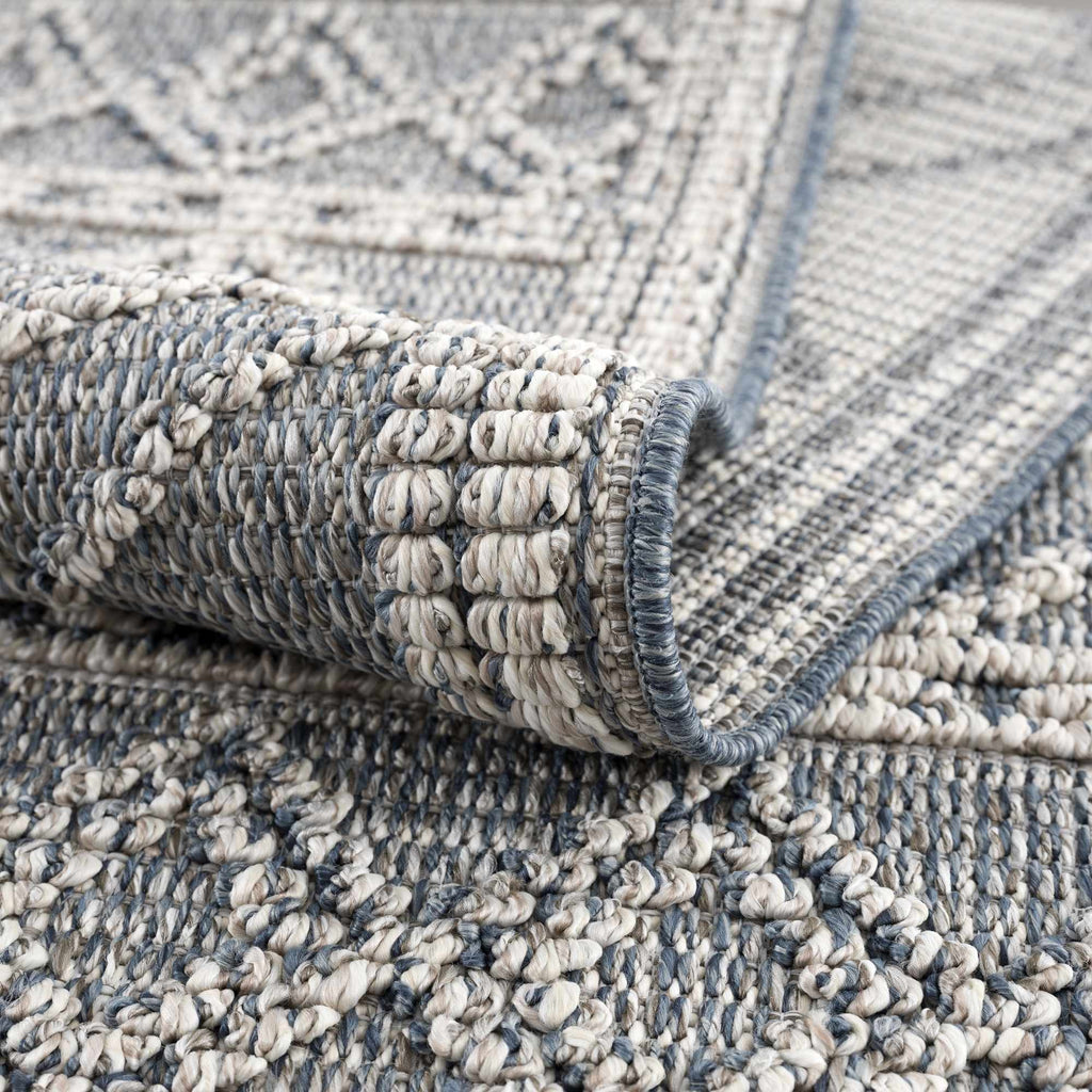 Diah Gray Blue & Bone Outdoor Area Rug - Clearance