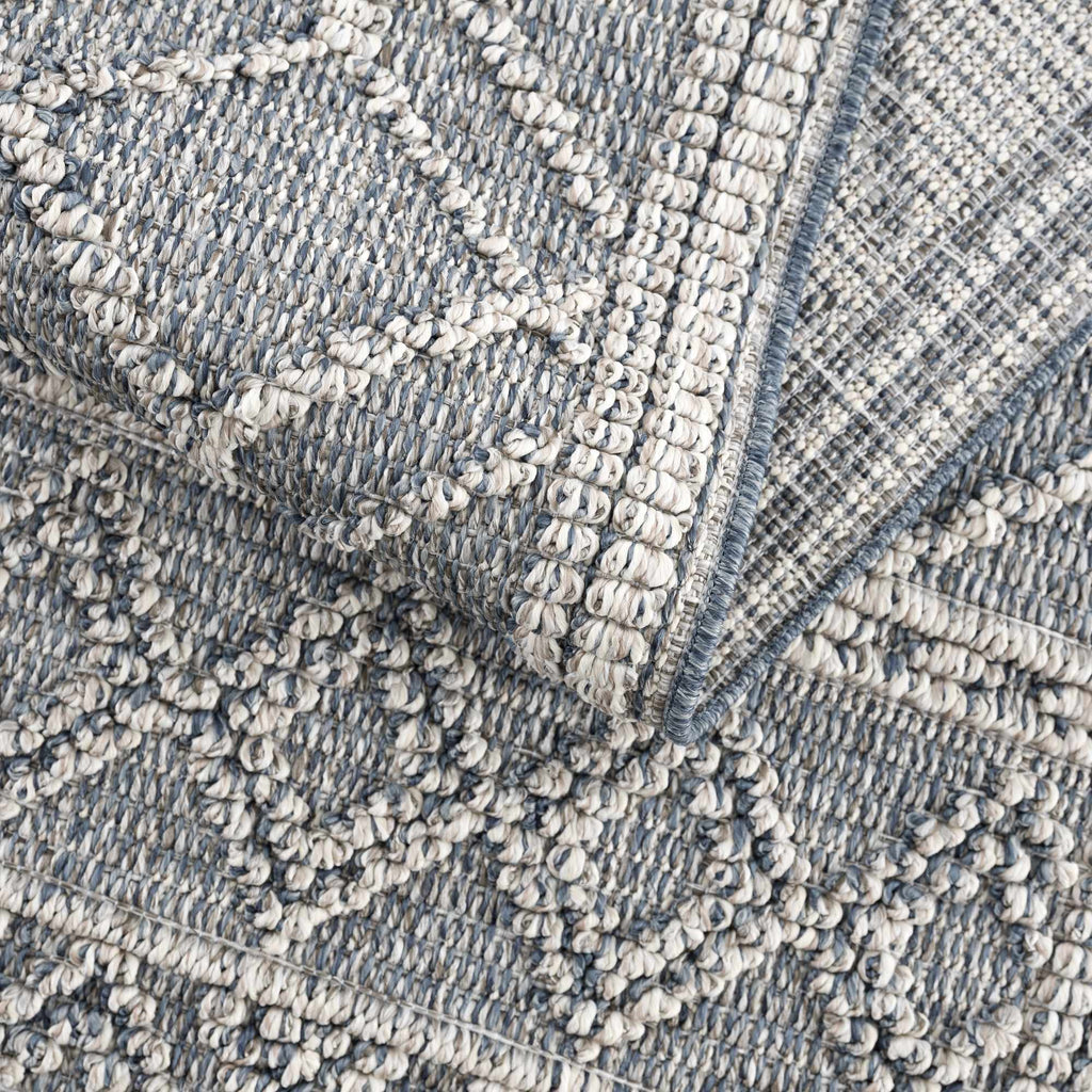 Diah Gray Blue & Bone Outdoor Area Rug - Clearance