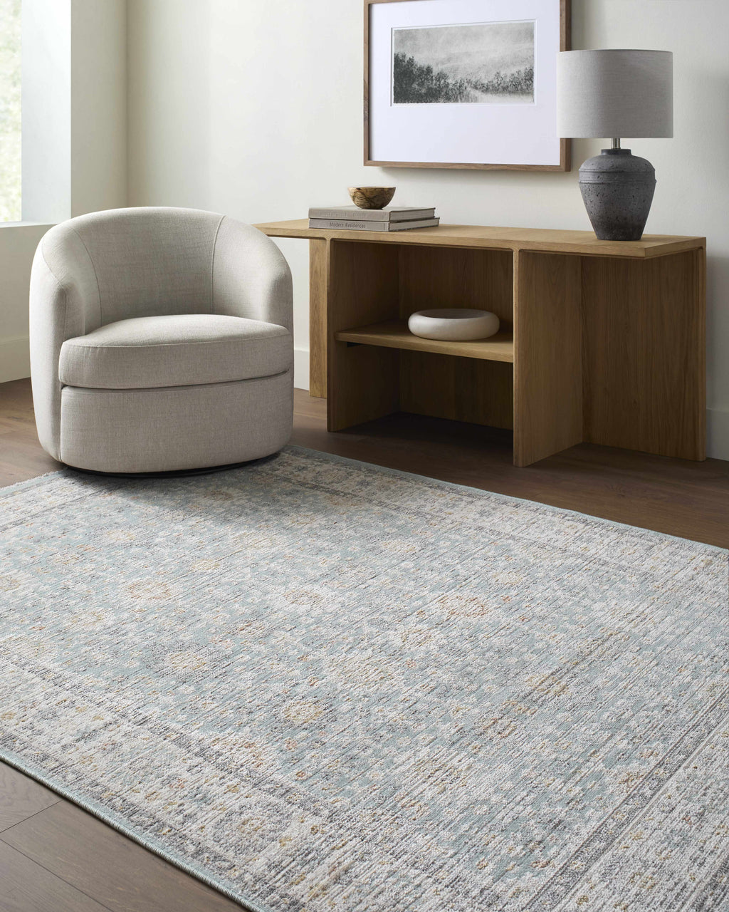 Adilet Blue Washable Area Rug