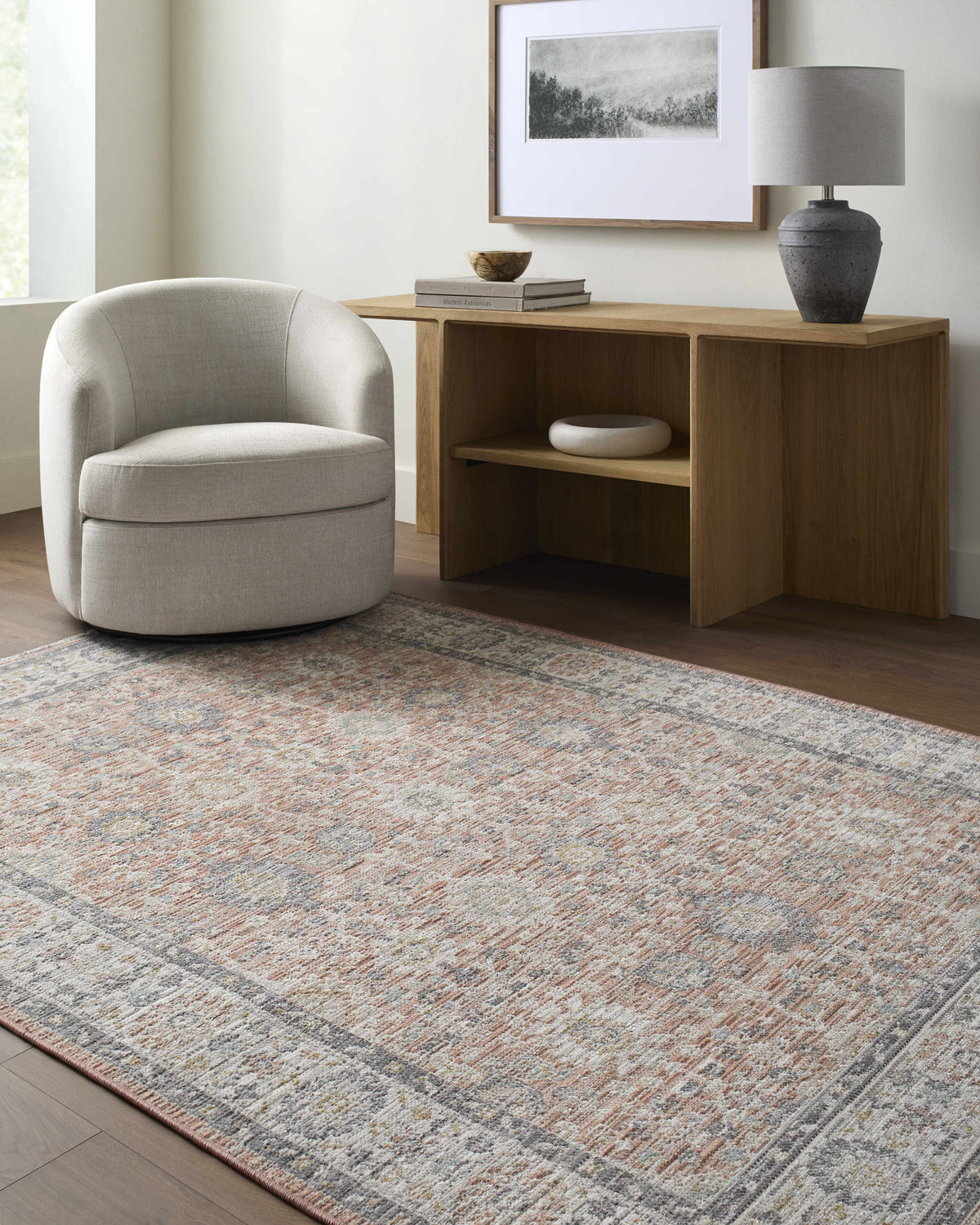 Adilet Dark Pink Washable Area Rug