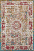 Wrangell Mustard/Red Damask Carpet Area Rug - Clearance