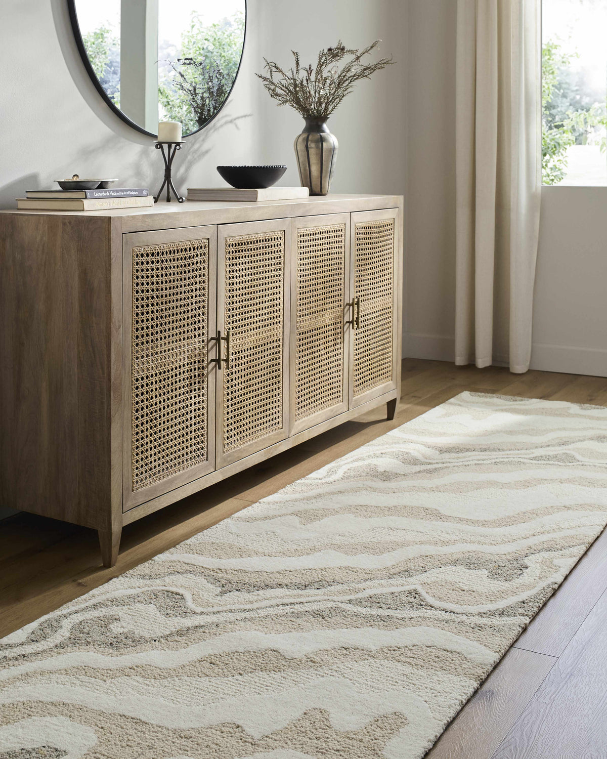 Siani Beige Wool Area Rug