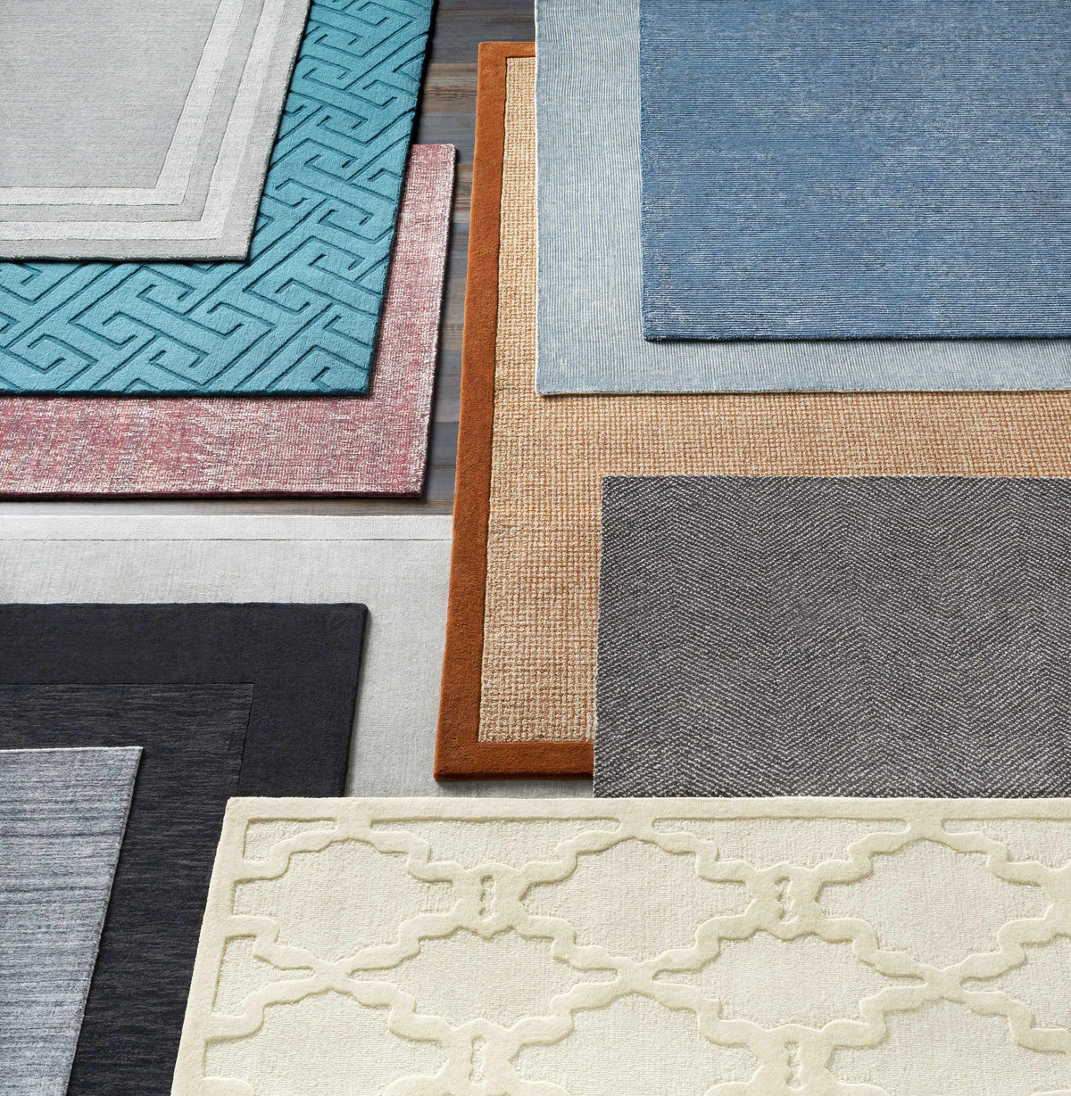 Bordered Solid Black Charcoal Wool Rug