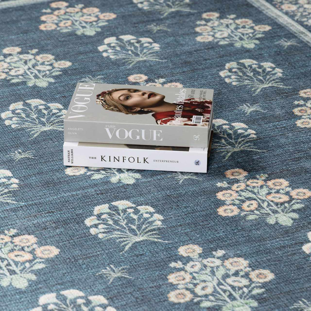 Aquene Denim Washable Area Rug