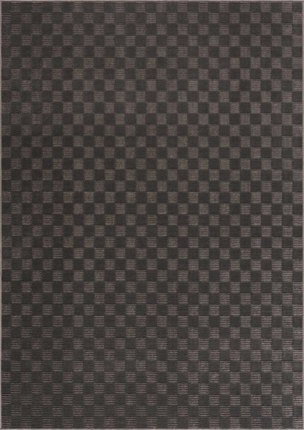 Truls 3D Checkered Washable Rug - Black