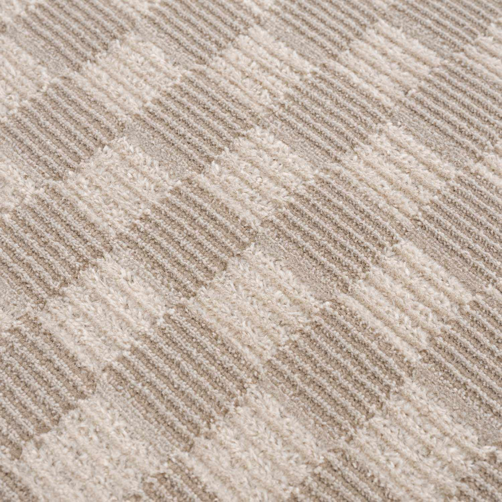Truls 3D Checkered Washable Rug - Biscotti
