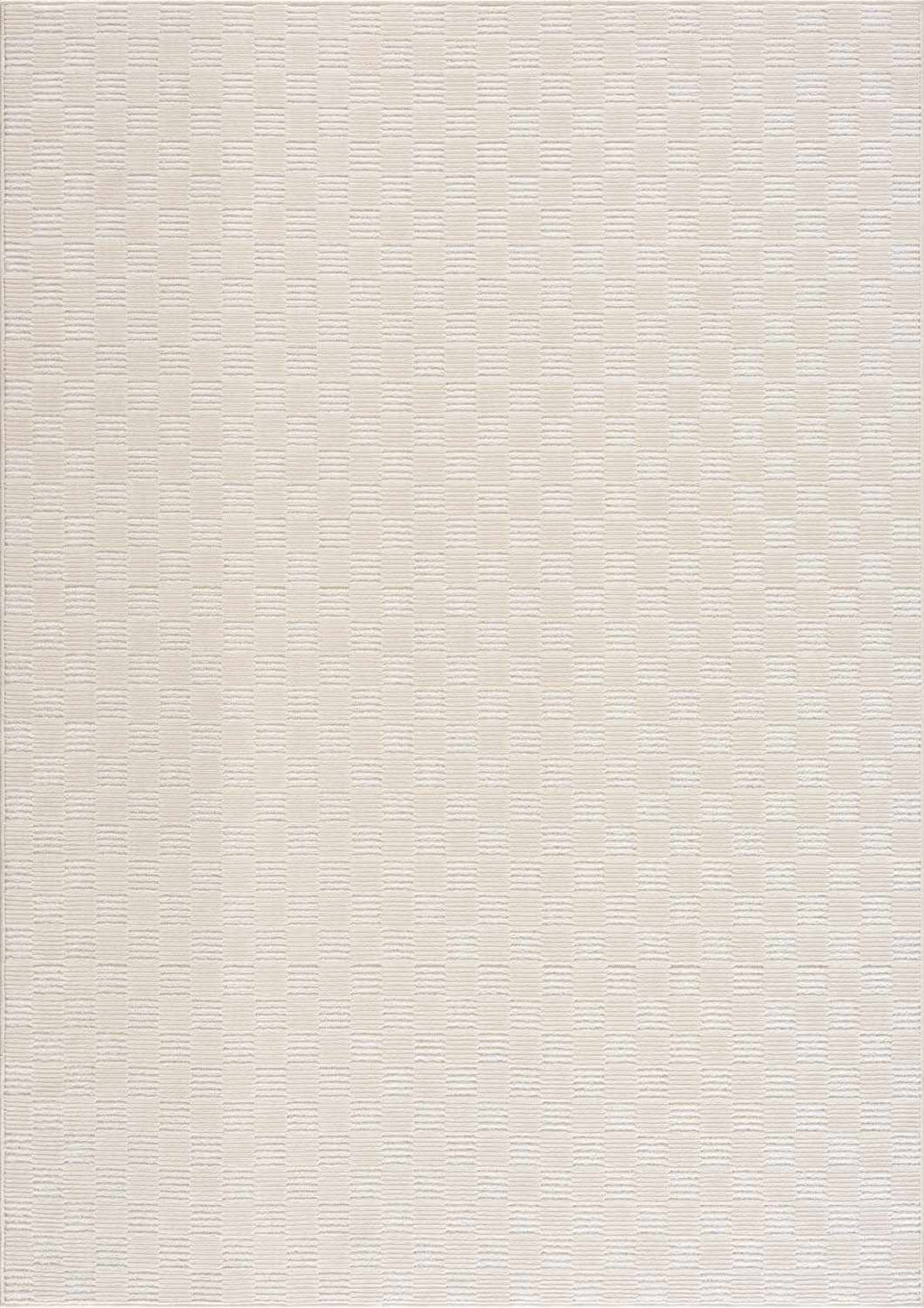 Truls 3D Checkered Washable Rug - Bone